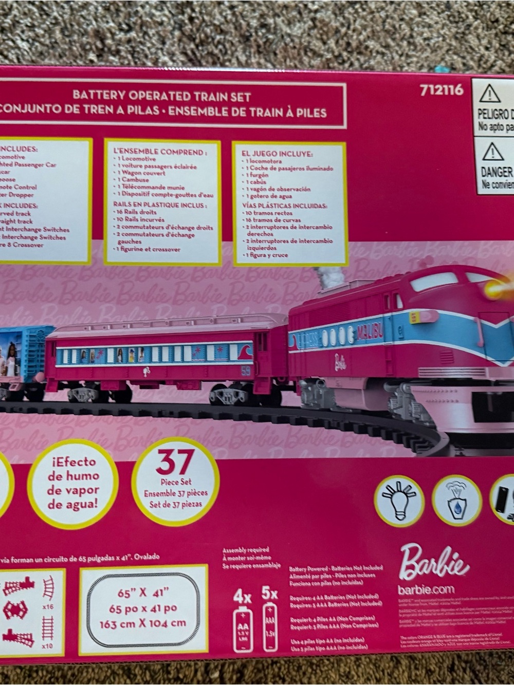 Mattel Barbie Pink and Light Blue Battery Operated Train Set